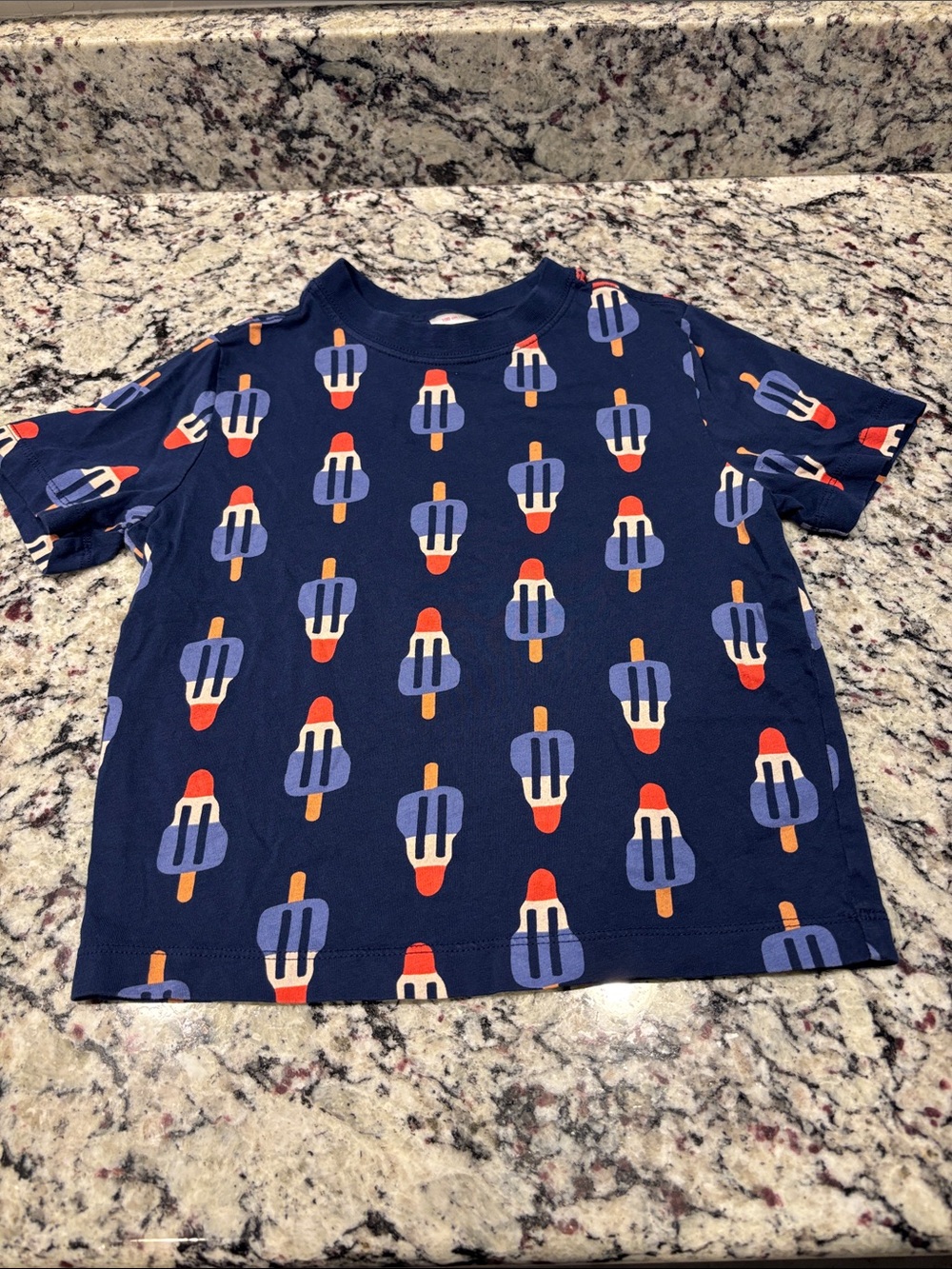Hanna Andersson Navy Popsicle Print Tee with Red and Orange Accents